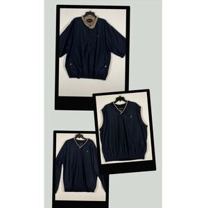 Austin Golf Tour Collection Mens Navy Blue Set Windbreaker & Pullover & Vest XL
